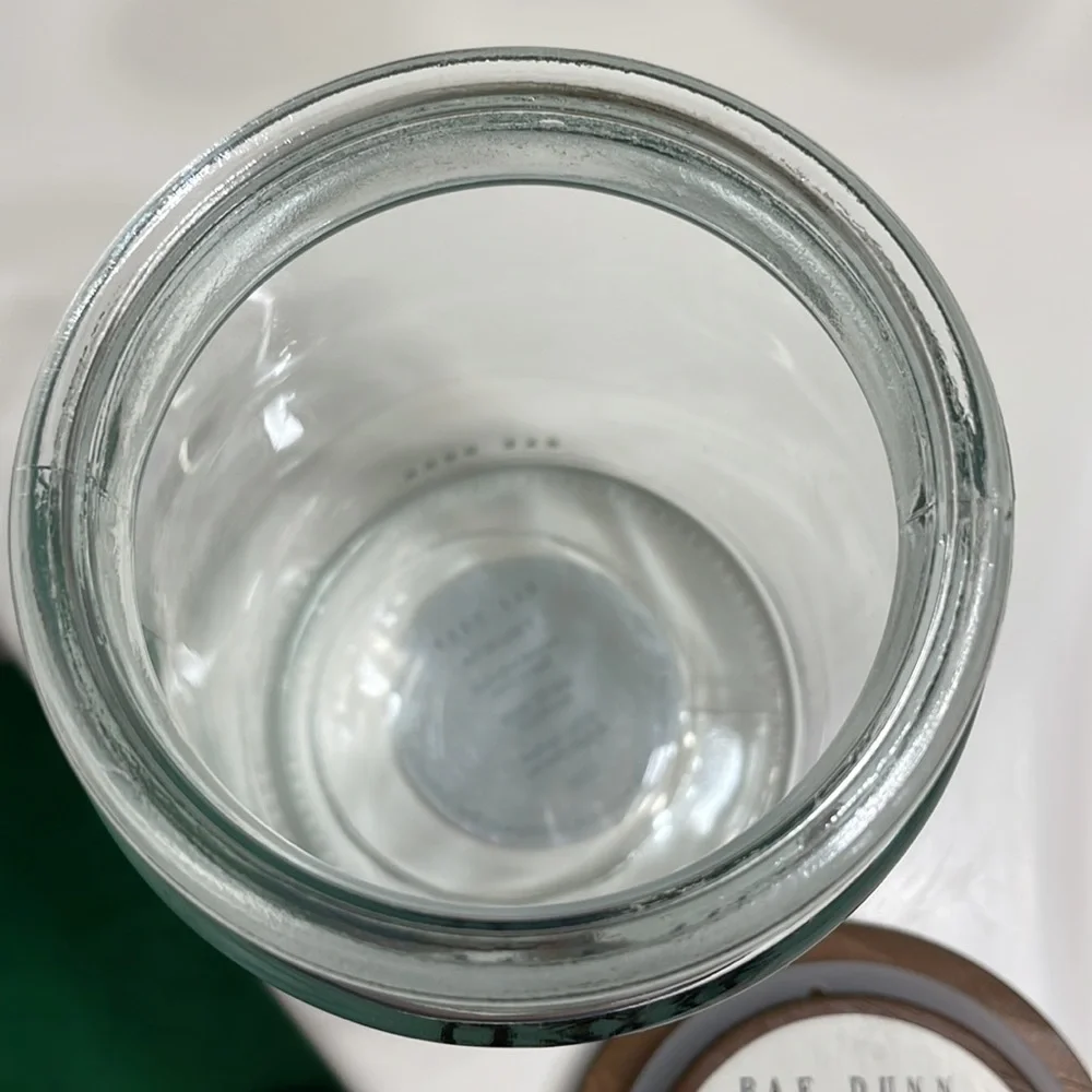 RAE DUNN Hair Ties Glass Container with Wood Lid NWT